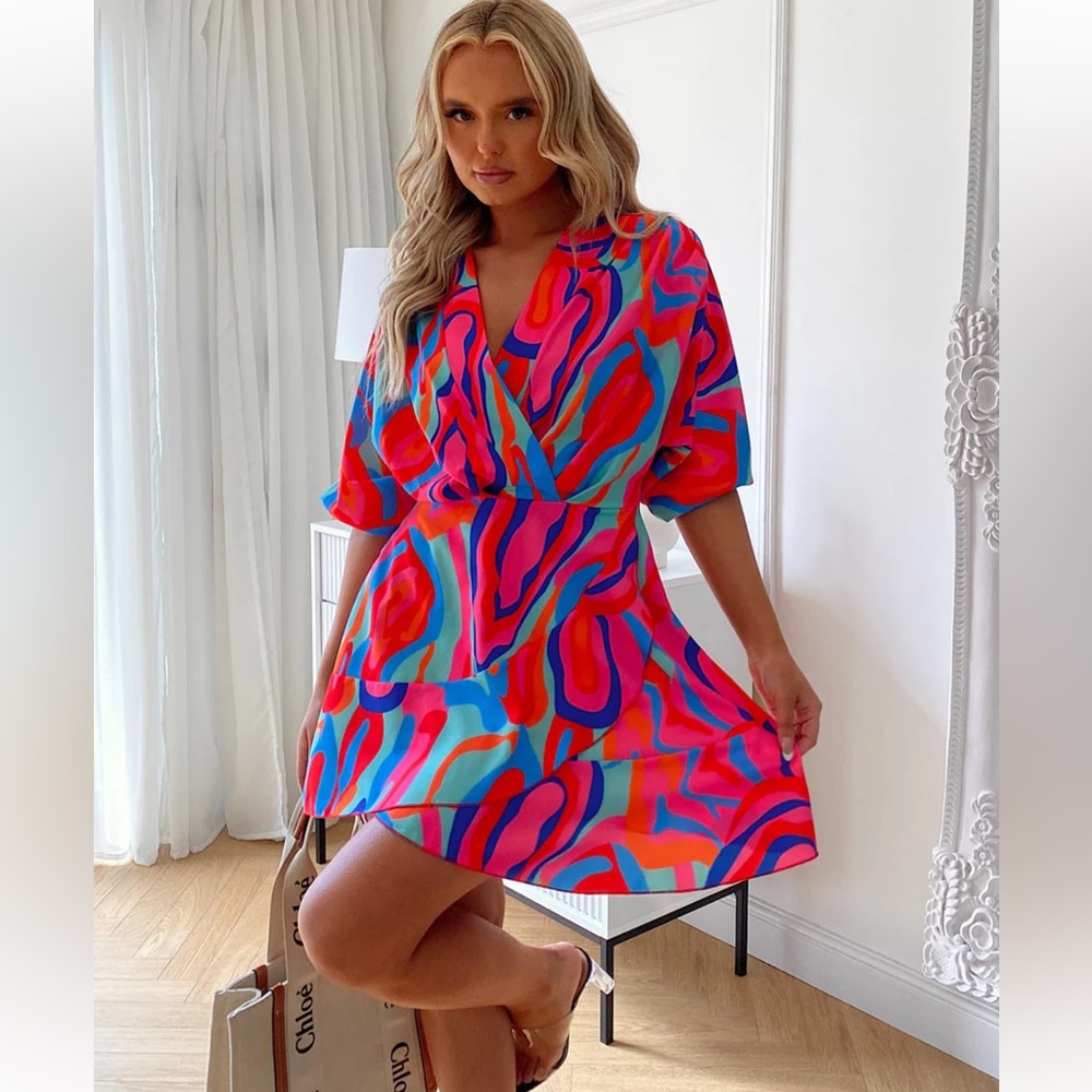 🔥Elegant Vibrant Multicolor Dress - Picture 2 of 6